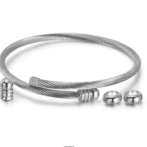 CABLE WIRE STAINLESS STEEL BANGLE - Picture 1 of 1